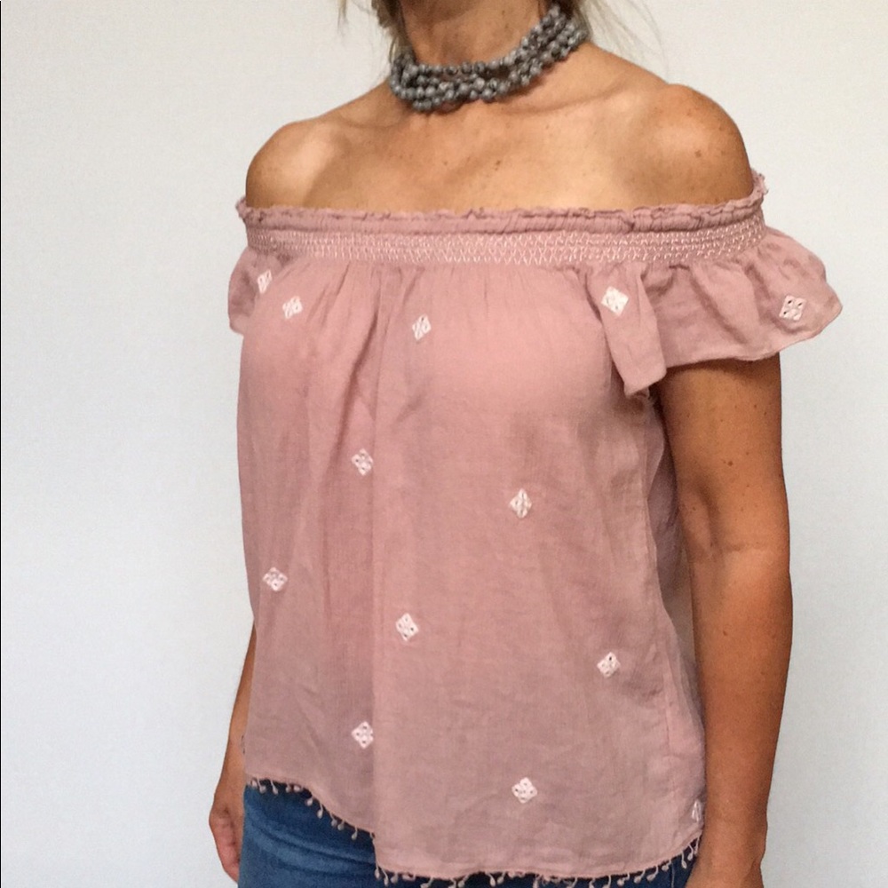 American Eagle Off Shoulder Top with Embellishment
